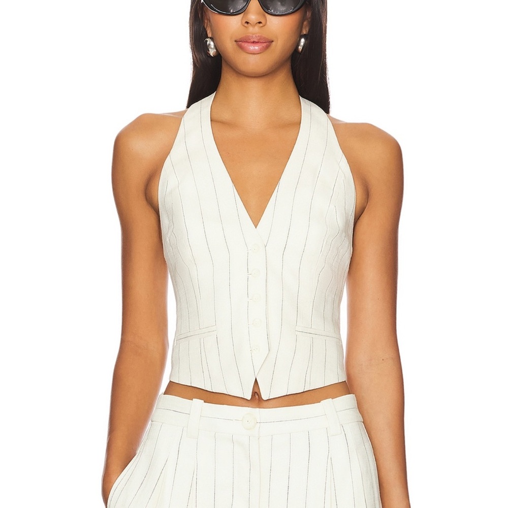 A.L.C.. NWT Size 4 Alfie Pant and Woodson Vest in Cream & Black Stripe